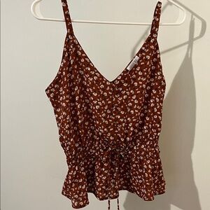 Floral Print Women's Top - Brown